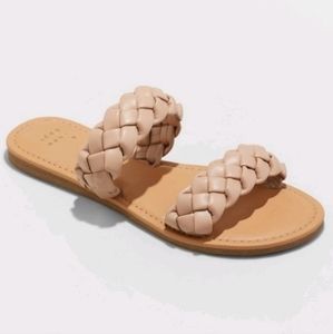 NWOT Women's Lucy Braided Slide Sandals - A New Day Tan